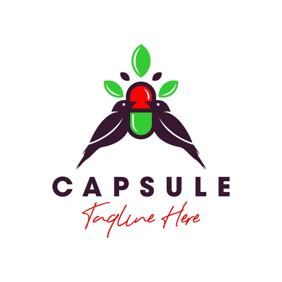 design del logo dell'illustrazione dell'ispirazione della capsula dell'uccello vettore