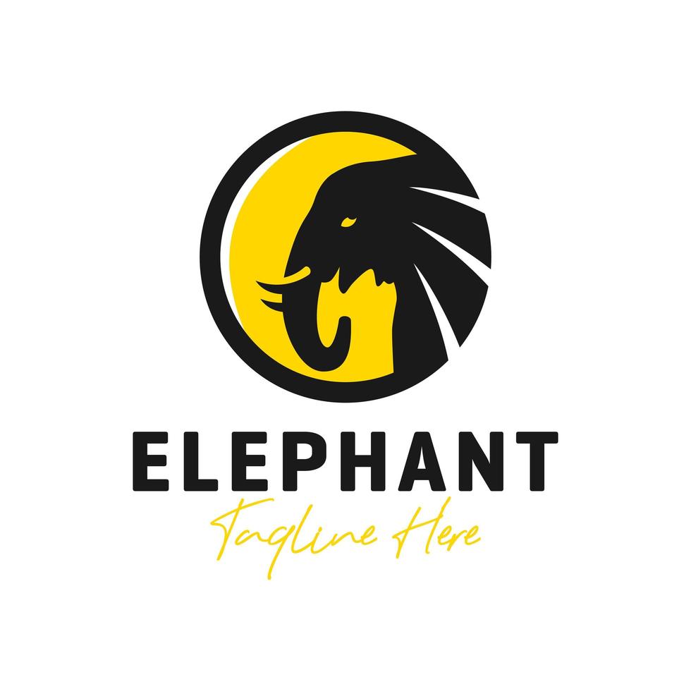 logo dell'illustrazione di ispirazione del cerchio della testa dell'elefante vettore