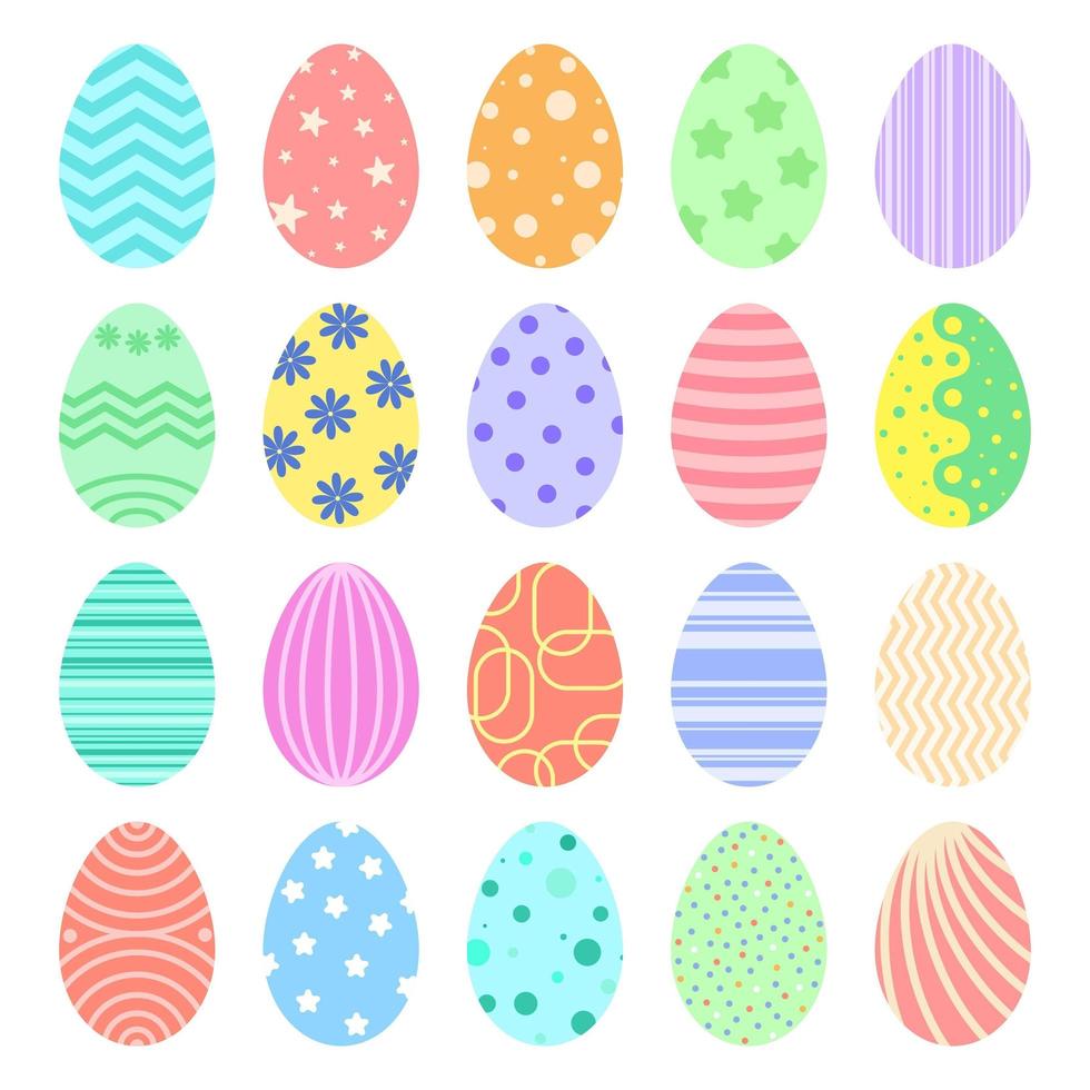 raccolta di uova colorate dipinte per pasqua vettore