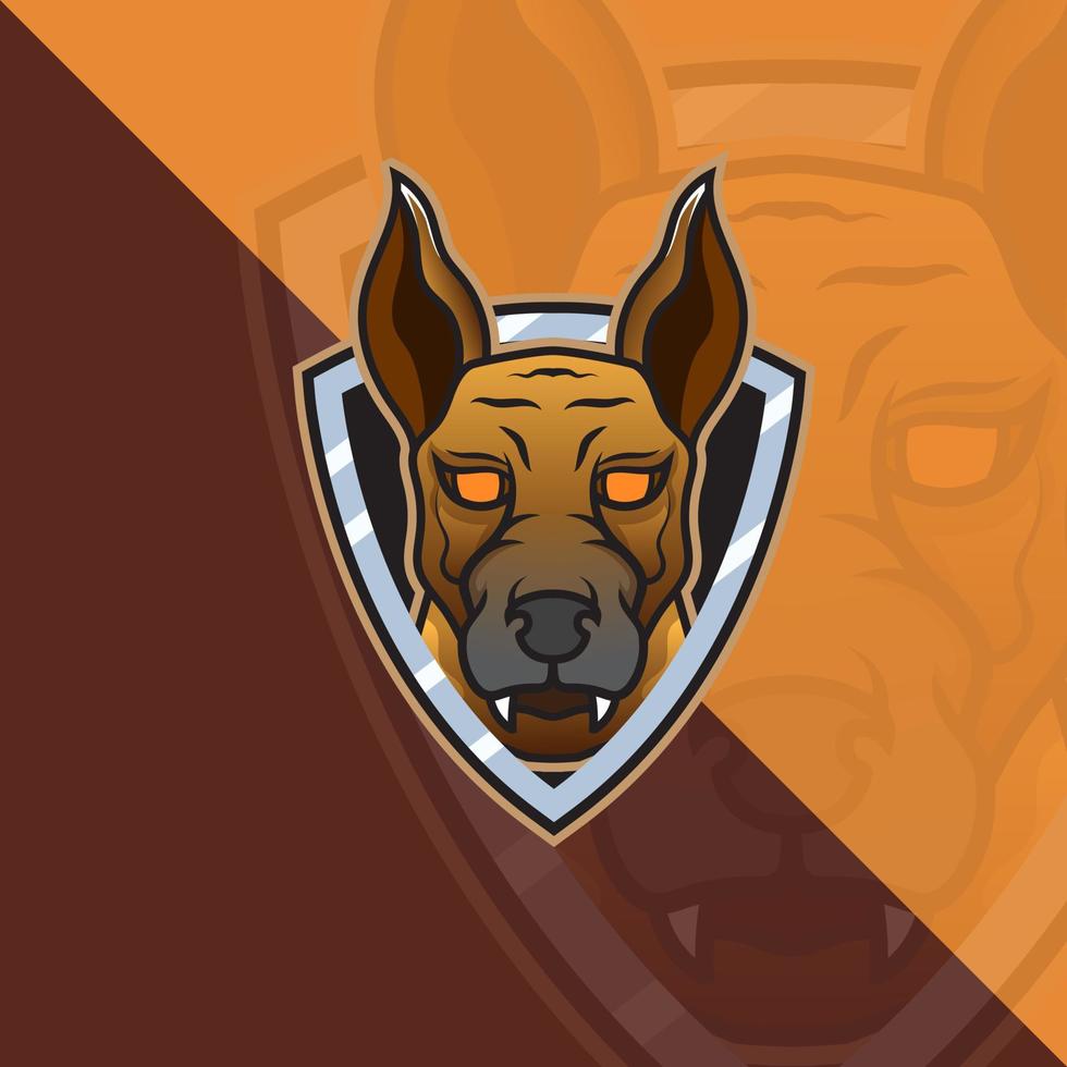 logo mascotte esport testa di cane per esport, giochi e sport premium vettore gratuito.