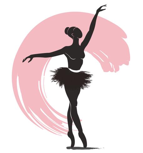ballerina della donna, icona di logo di balletto per l&#39;illustrazione di vettore dello studio di ballo della scuola di balletto