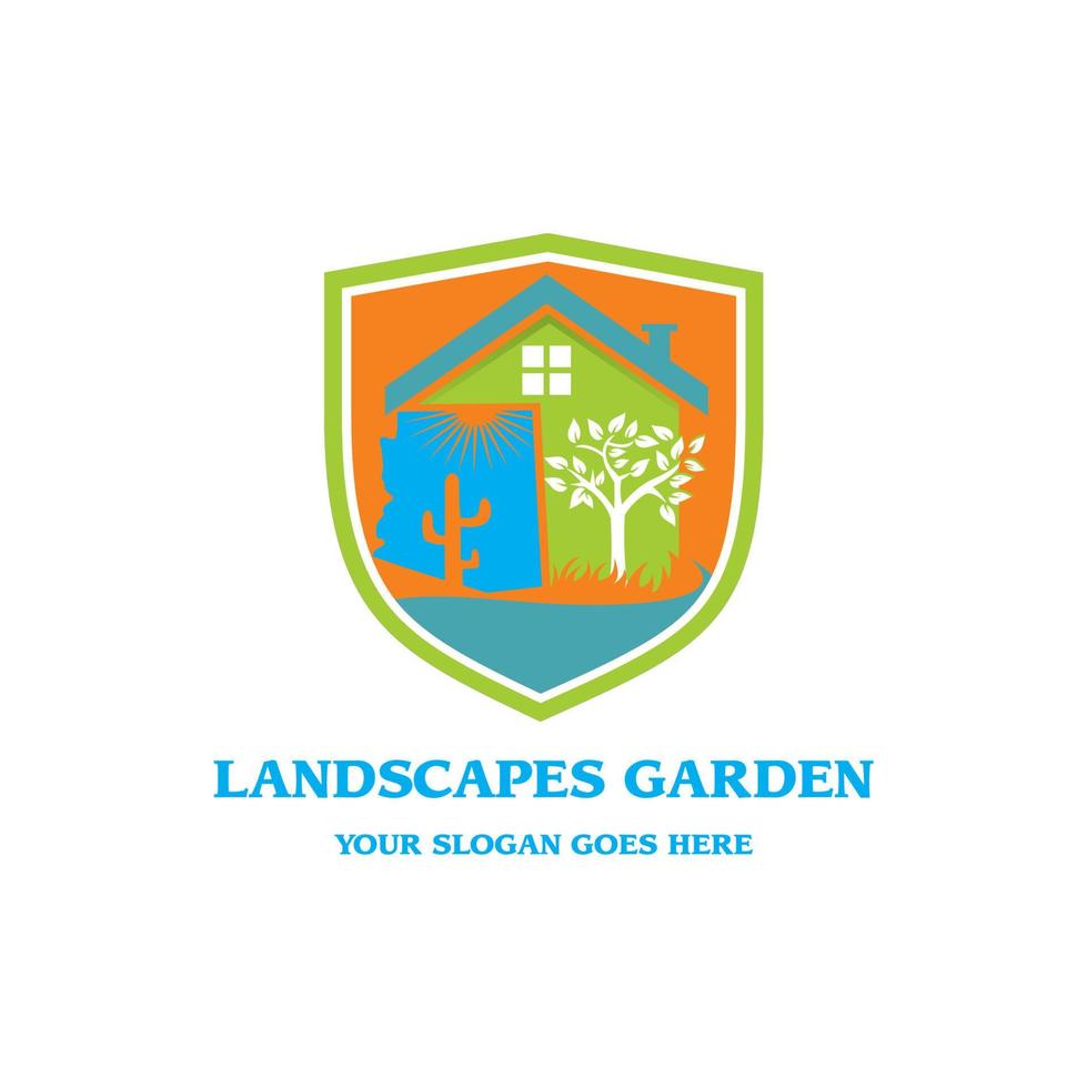 logo giardinaggio paesaggistico, logo giardiniere vettore