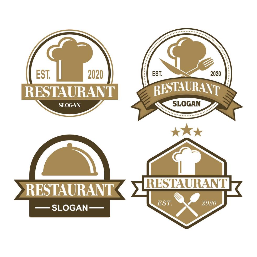un insieme di vettore ristorante, un insieme di logo alimentare