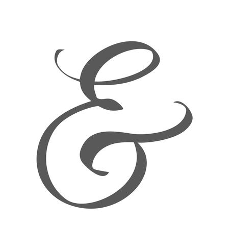 Ampersand decorativo personalizzato isolato su bianco. Scritto calligrafia a mano, illustrazione vettoriale. Ottimo per inviti di nozze, cartoline, banner, sovrapposizioni di foto vettore