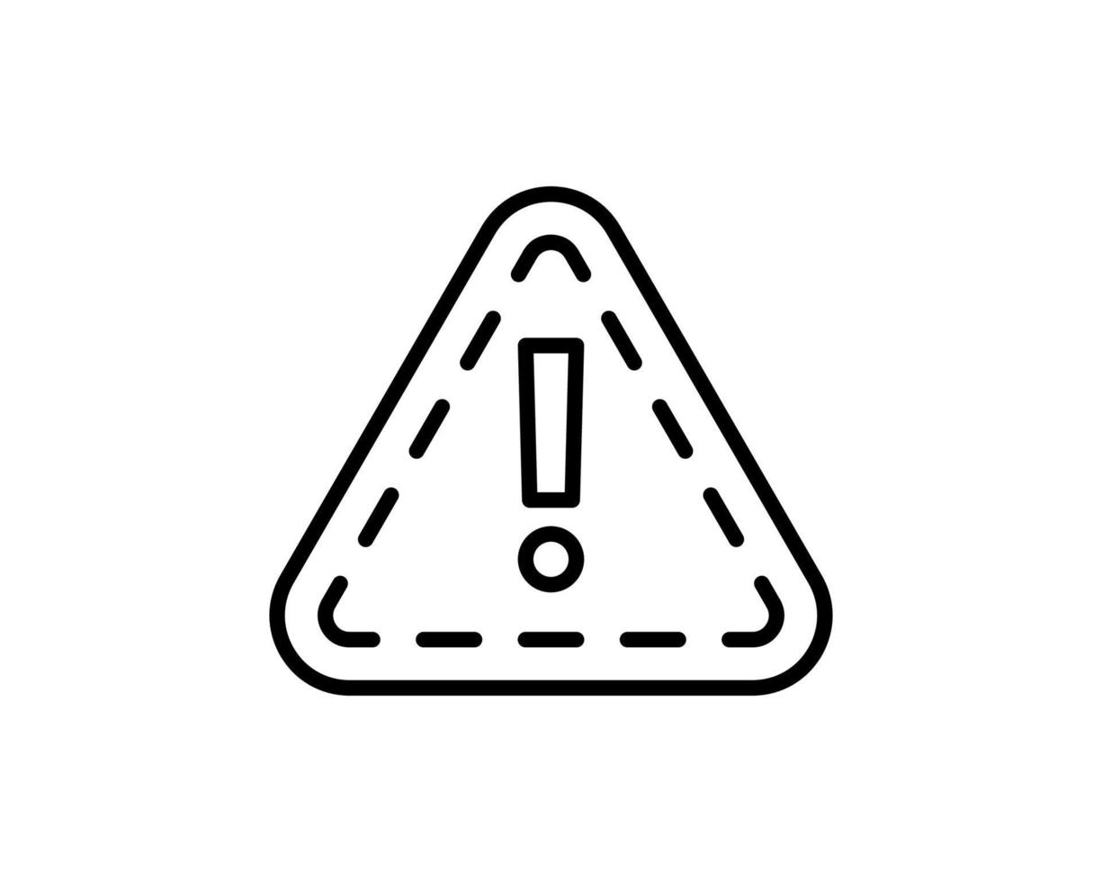 icona del rischio di avviso, triangolo con punto esclamativo, informazioni importanti simbolo web a linea sottile su sfondo bianco - illustrazione vettoriale del tratto modificabile eps10
