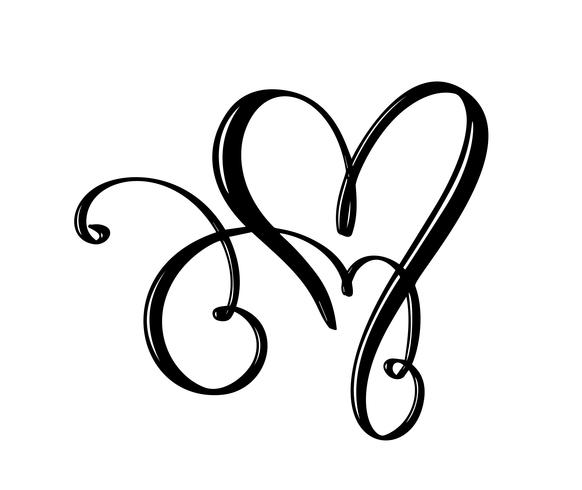 Disegnata a mano due cuore segno d&#39;amore. Illustrazione vettoriale di calligrafia romantica. Simbolo dell&#39;icona di Concepn per t-shirt, cartolina d&#39;auguri, matrimonio poster. Design piatto elemento del giorno di San Valentino