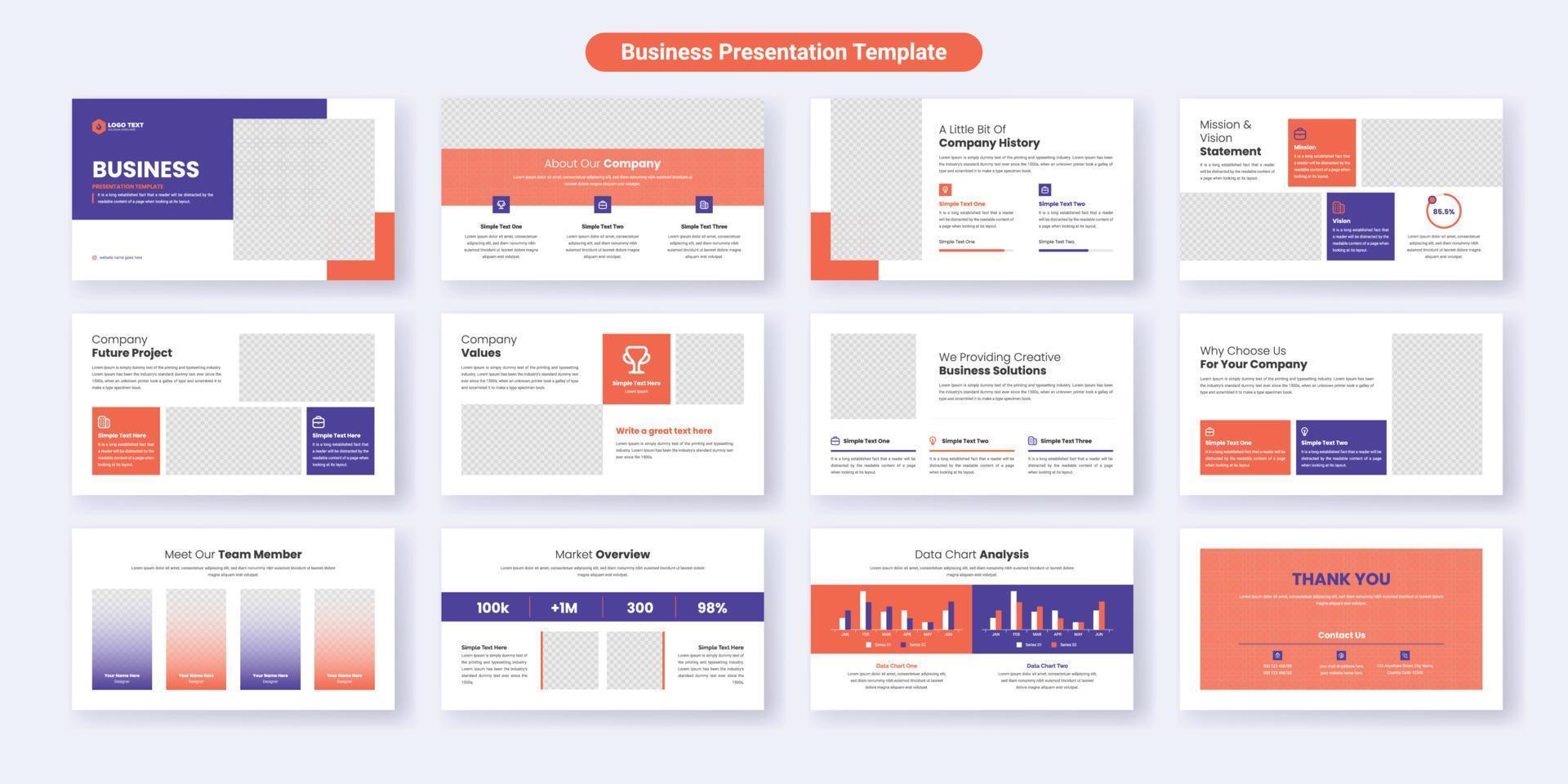 design del modello di diapositive di presentazione aziendale creativa. utilizzare per lo sfondo della presentazione moderna, il design dell'opuscolo, il dispositivo di scorrimento web, la pagina di destinazione, il rapporto annuale, il profilo dell'azienda vettore