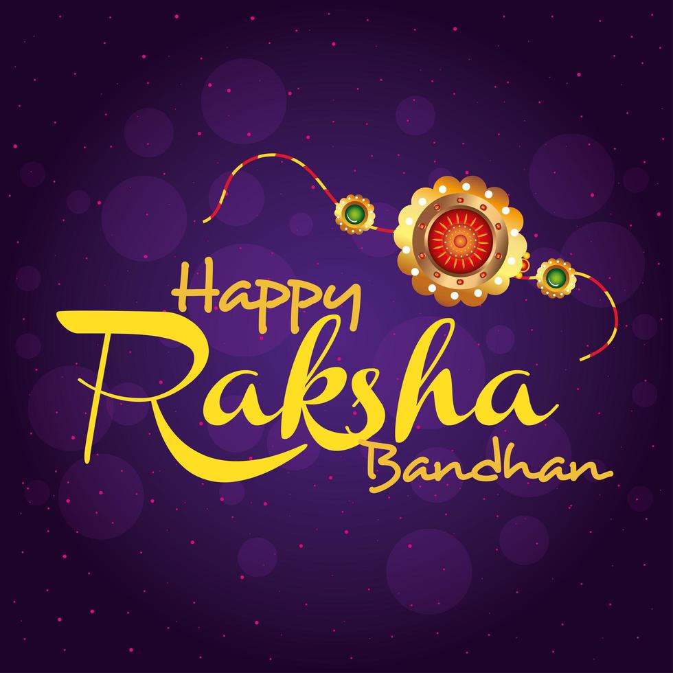 biglietto di auguri con rakhi decorativo per raksha bandhan, festival indiano per la celebrazione del legame di fratello e sorella, la relazione vincolante vettore