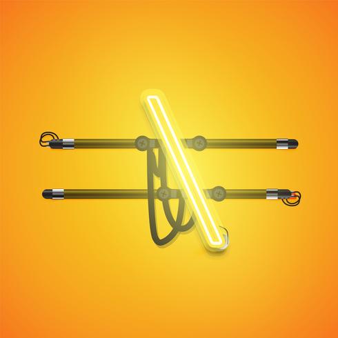 Charcter al neon giallo d&#39;ardore realistico, illustrazione di vettore