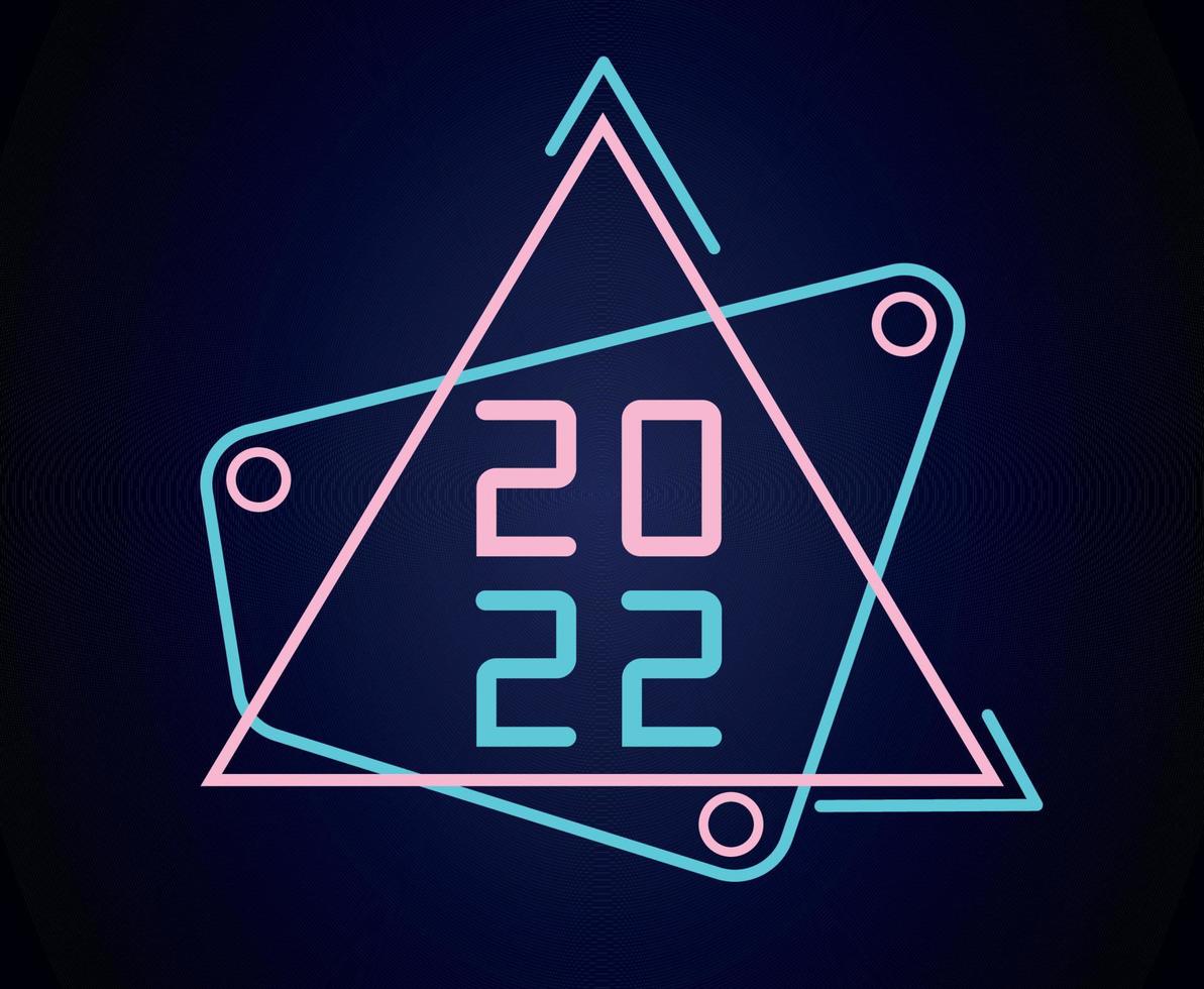 disegno vettoriale al neon astratto felice anno nuovo 2022