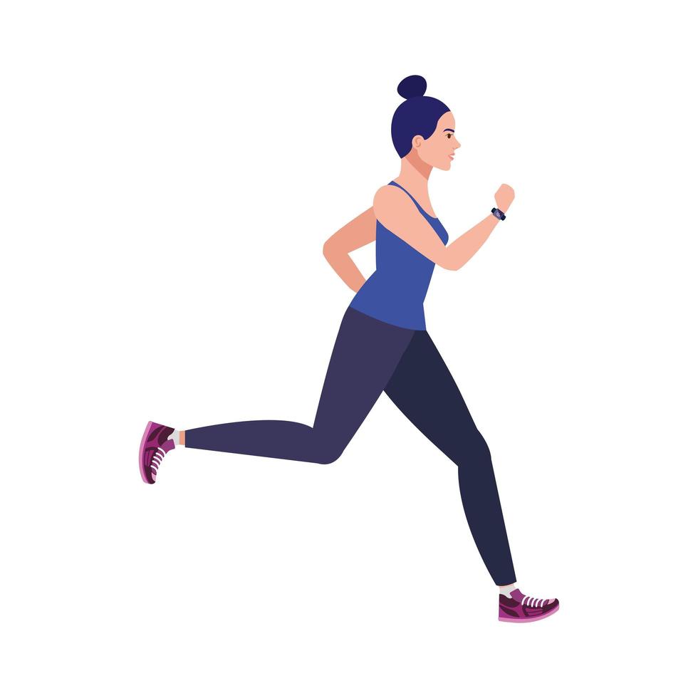 donna che corre, donna in abbigliamento sportivo da jogging, atleta femminile su sfondo bianco vettore