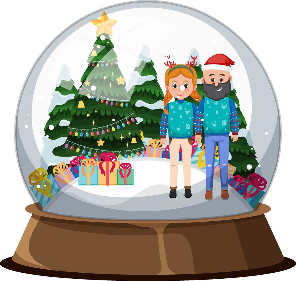 coppia uomo e donna in snowglobe vettore