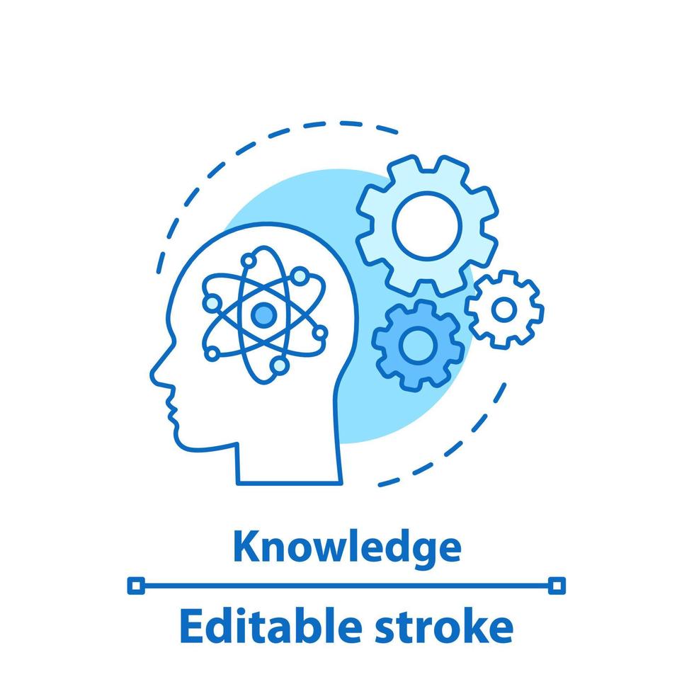 icona del concetto di conoscenza. illustrazione della linea sottile dell'idea di intelligenza artificiale. ai. processo di pensiero. disegno di contorno isolato vettoriale. tratto modificabile vettore