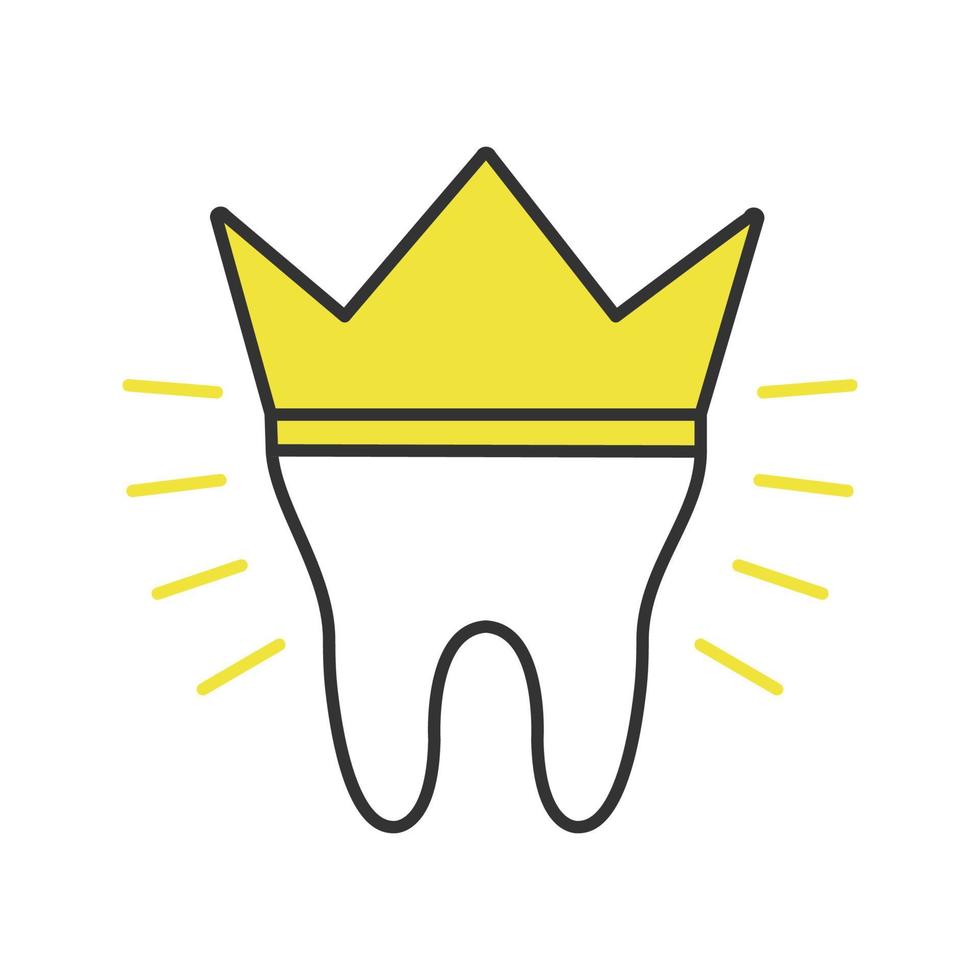 icona del colore della corona dentale. restauro del dente. illustrazione vettoriale isolata