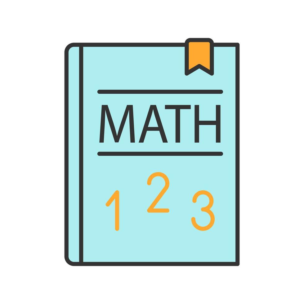 icona del colore del libro di testo di matematica. libro di matematica. matematica elementare. illustrazione vettoriale isolata