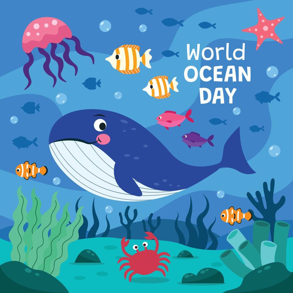 celebrare la giornata mondiale dell'oceano vettore