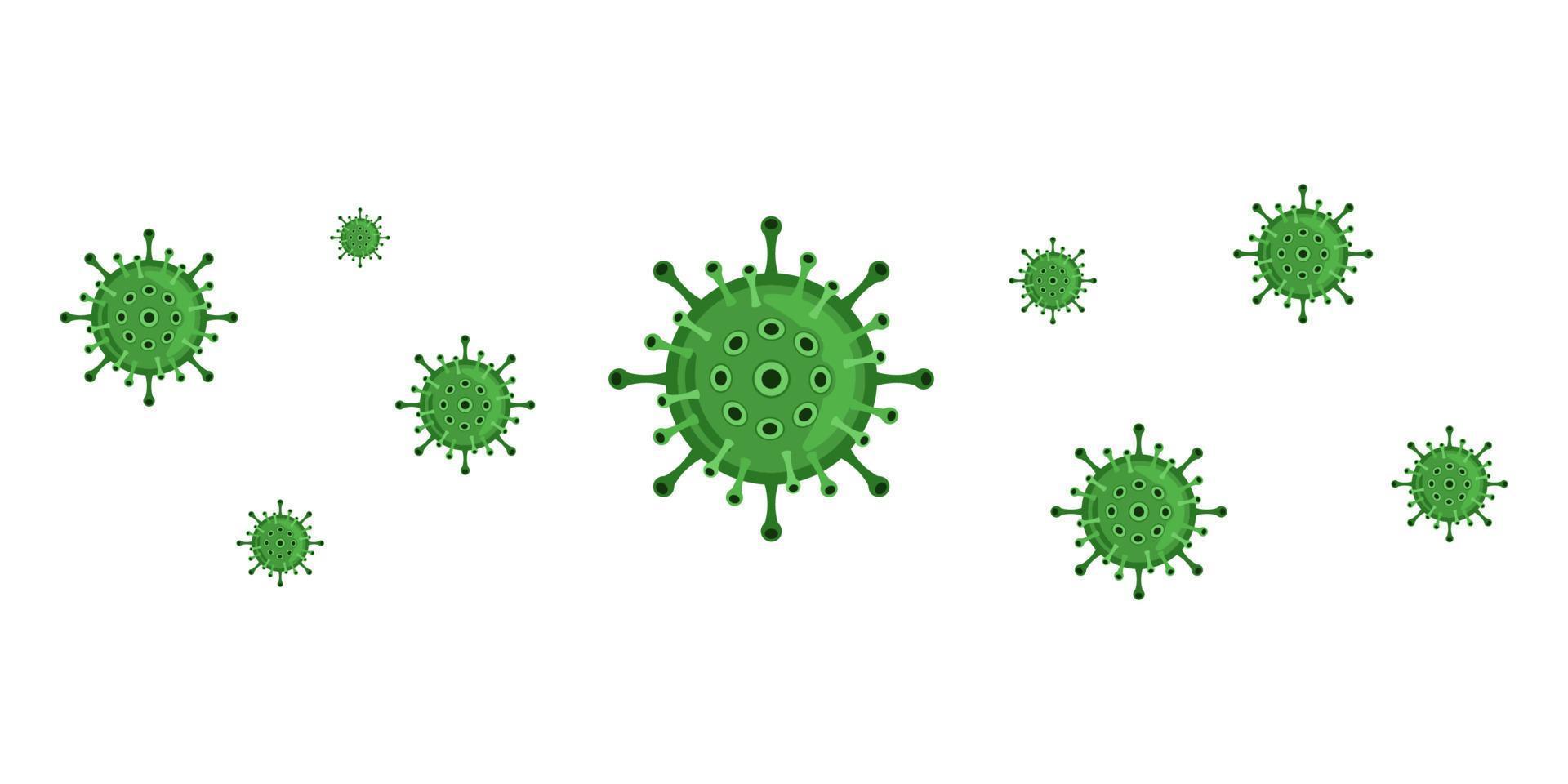 gruppo batteri virus cartone animato isolato sfondo bianco vettore