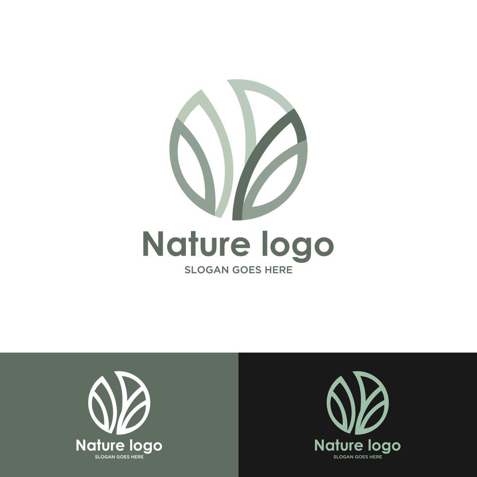 logo della pianta tropicale. emblema del fiore del cerchio in stile lineare n cerchio. distintivo astratto vettoriale per la progettazione di prodotti naturali, fiorista, cosmetici, concetto di ecologia, benessere, spa, centro yoga.