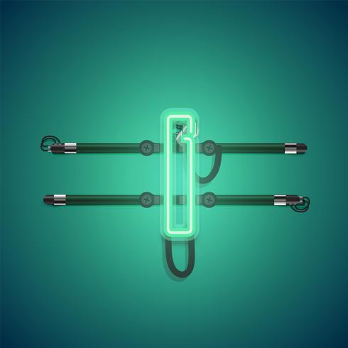 Charcter al neon verde d&#39;ardore realistico, illustrazione di vettore