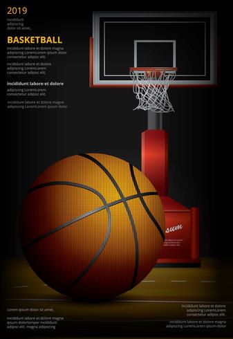 Illustrazione di vettore di pubblicità del manifesto di pallacanestro