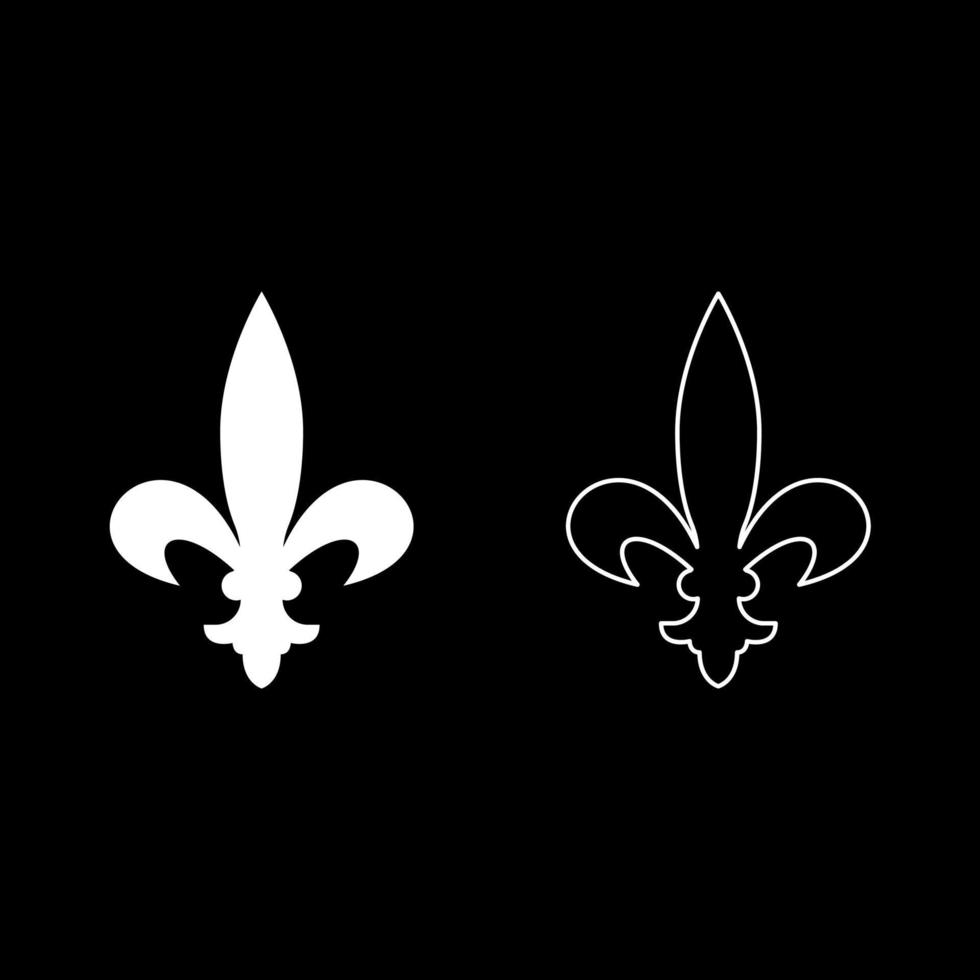 simbolo araldico araldica simbolo liliya fleur-de-lis royal francese araldica icona stile contorno set colore bianco illustrazione vettoriale piatto stile immagine