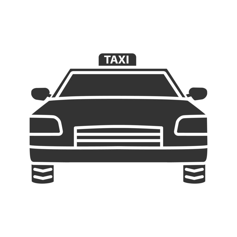icona del glifo dell'auto. simbolo della sagoma. Taxi. automobile. spazio negativo. illustrazione vettoriale isolato