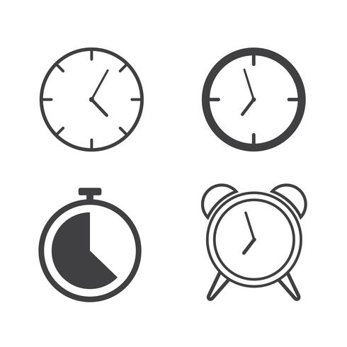Set di icone di orologi di linea - illustrazione vettoriale