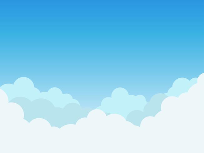Nuvole dell&#39;illustrazione di vettore sul fondo del cielo blu