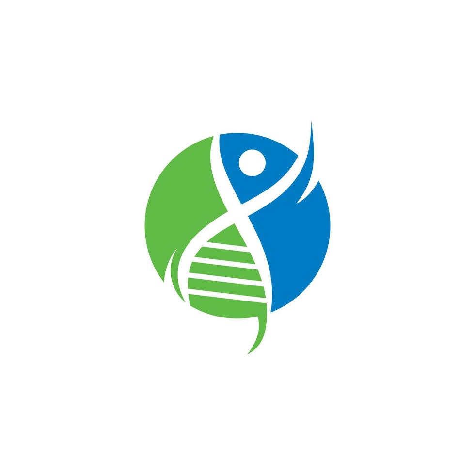 logo sano del dna, logo della cura del dna vettore