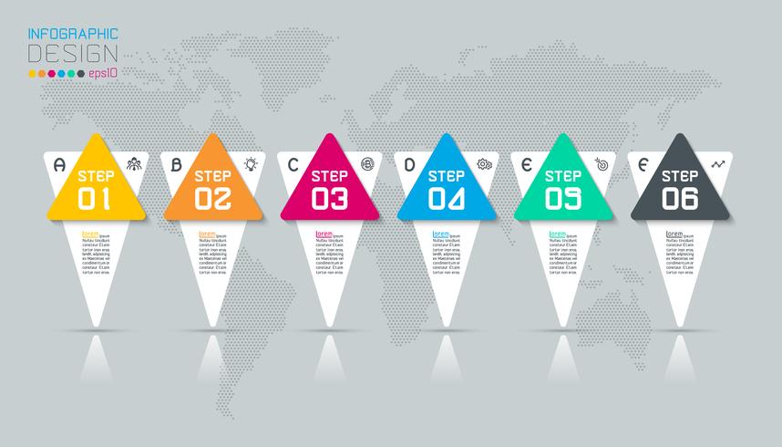 Infografica di affari con 6 passaggi. vettore