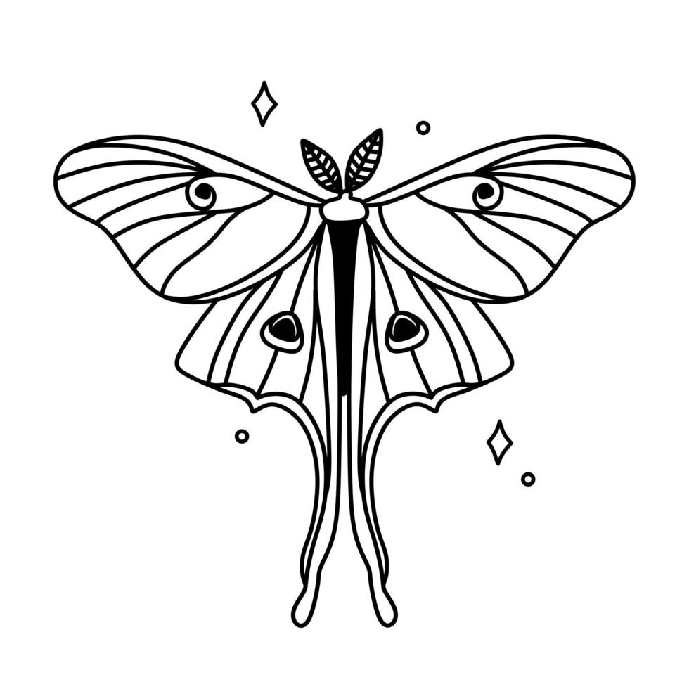 farfalla. simboli magici scarabocchi esoterico boho mistico elementi disegnati a mano cristalli di pietra. elementi vettoriali magici