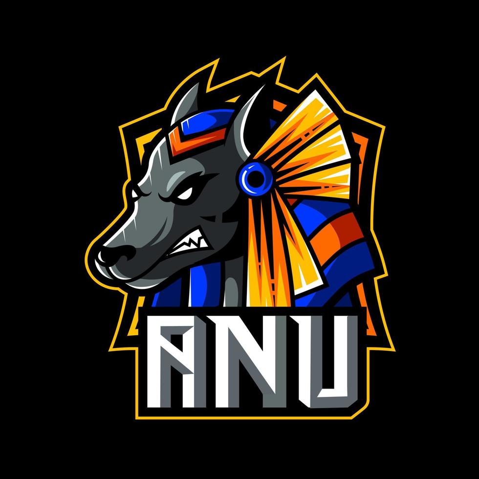 mascotte anubis per sport ed eSport logo illustrazione vettoriale