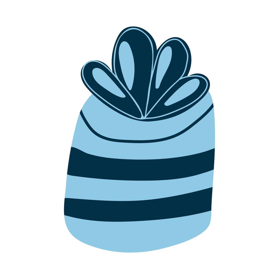 illustrazione vettoriale di scatola regalo blu in stile piatto cartone animato. scatola disegnata a mano con fiocco