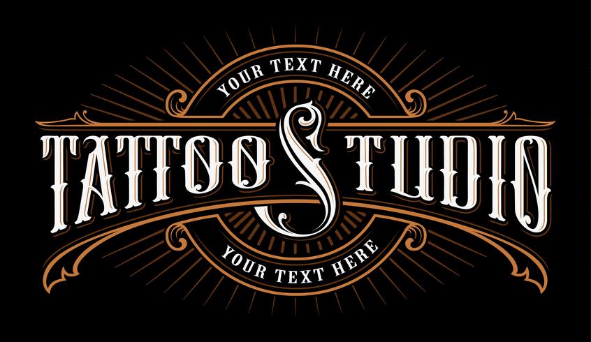 Lettering vintage dello studio del tatuaggio. vettore