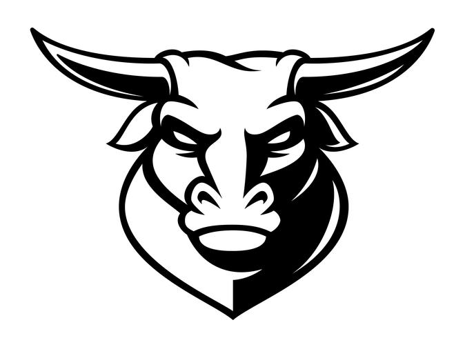 Emblema in bianco e nero di un toro. vettore