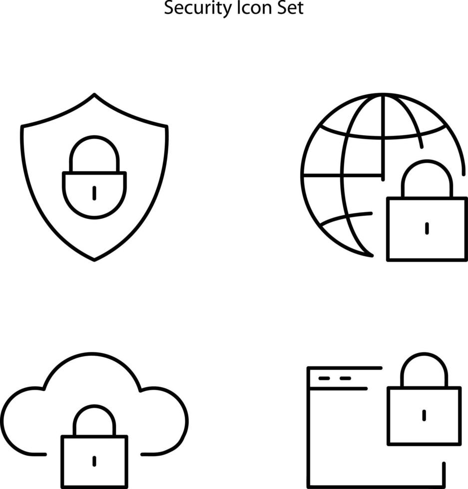 icone di sicurezza isolate su sfondo bianco. icona di sicurezza linea sottile contorno lineare simbolo di sicurezza per logo, web, app, ui. segno semplice dell'icona di sicurezza. vettore