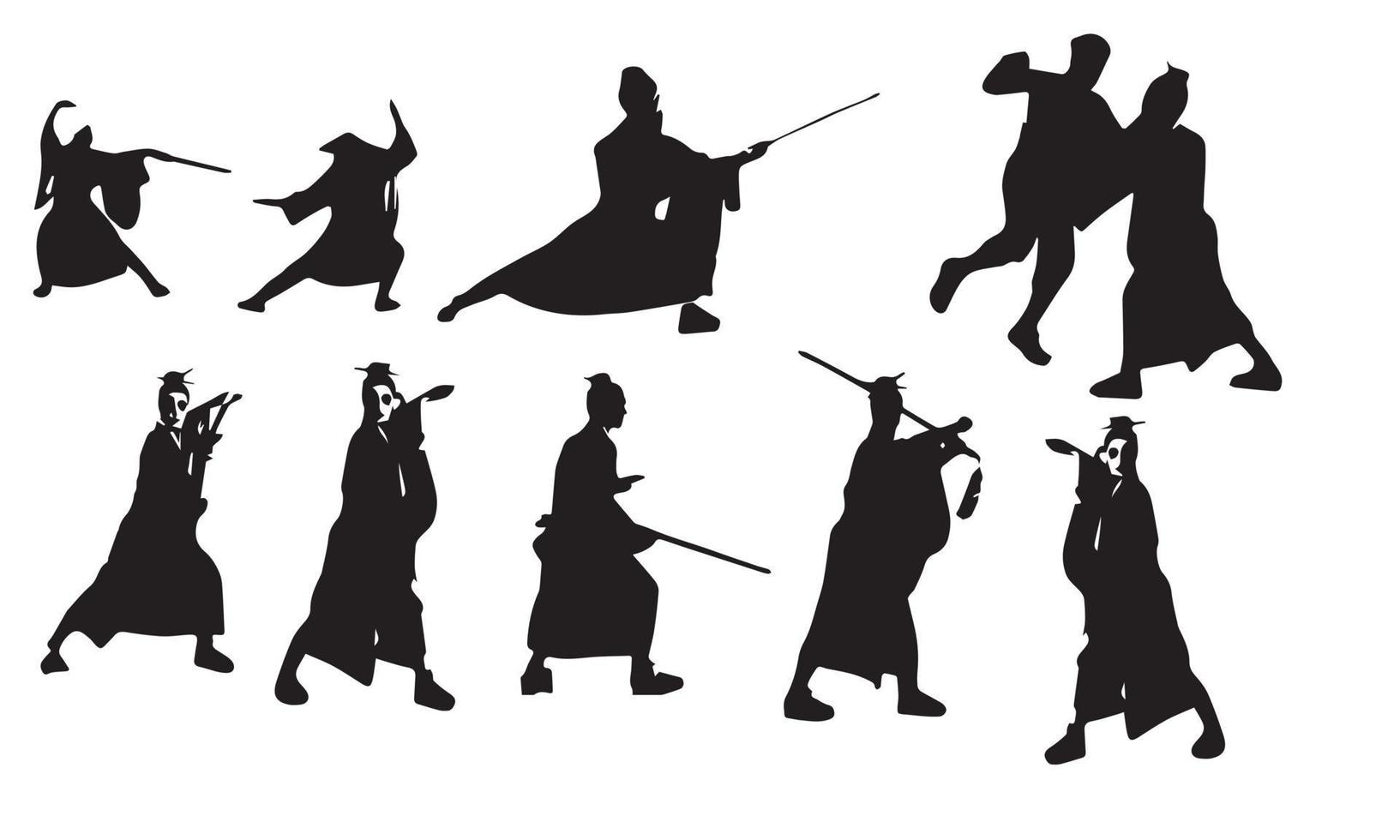 silhouette di geisha e disegno di illustrazione vettoriale samurai