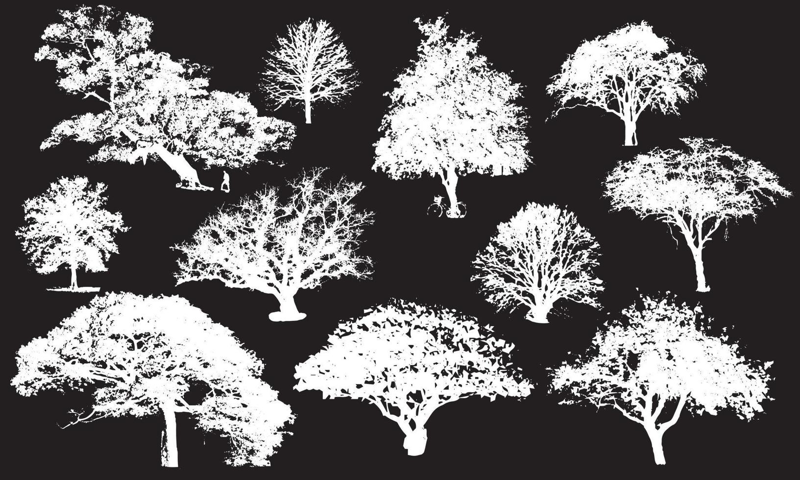 alberi illustrazione vettoriale design raccolta di sfondo bianco e nero