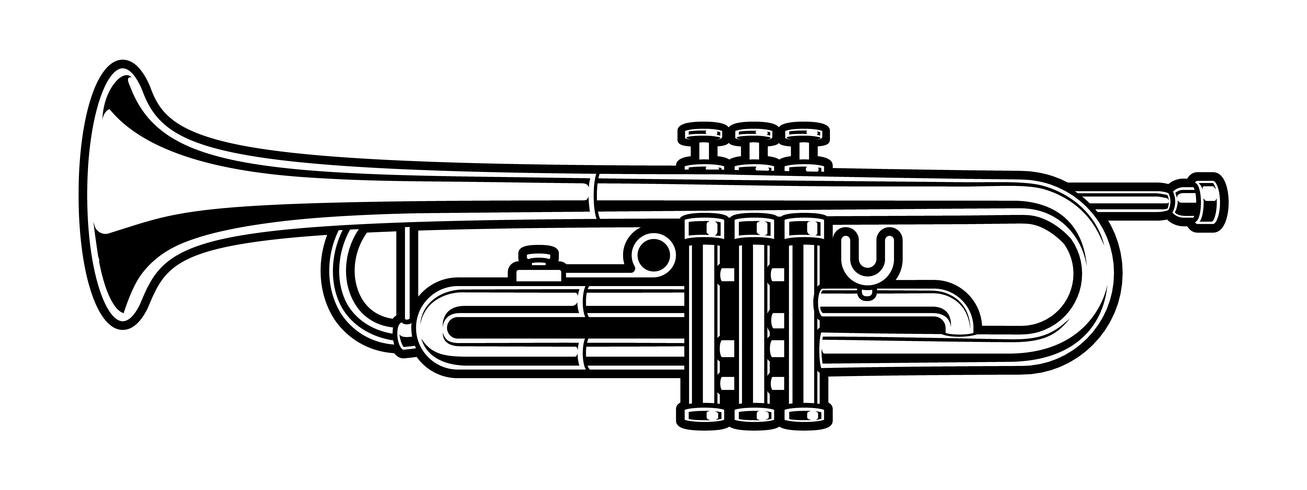 illustrazione in bianco e nero di tromba vettore