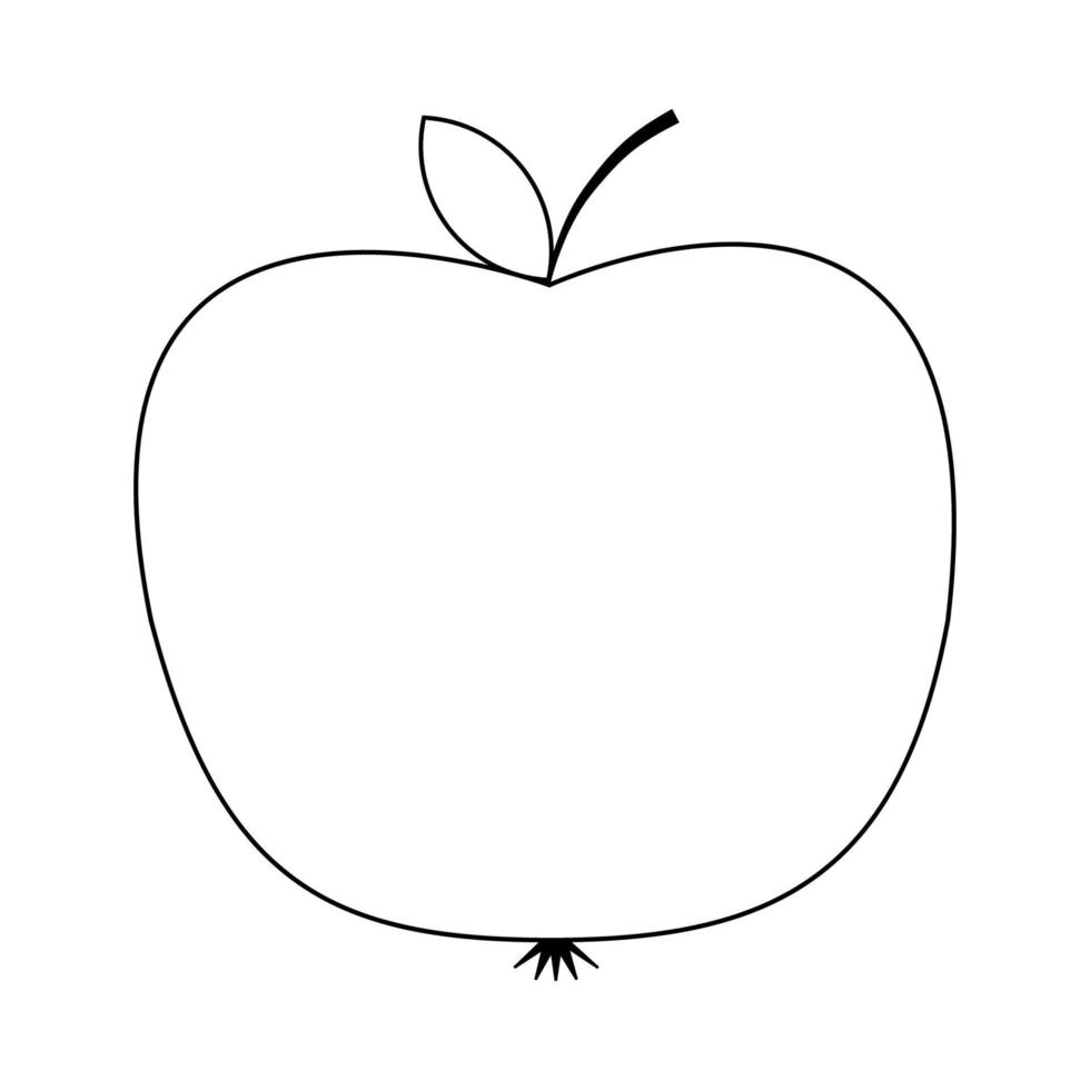 l'icona della mela.sfondo rosa.frutta dolce estiva.disegni di contorno semplici.illustrazione vettoriale