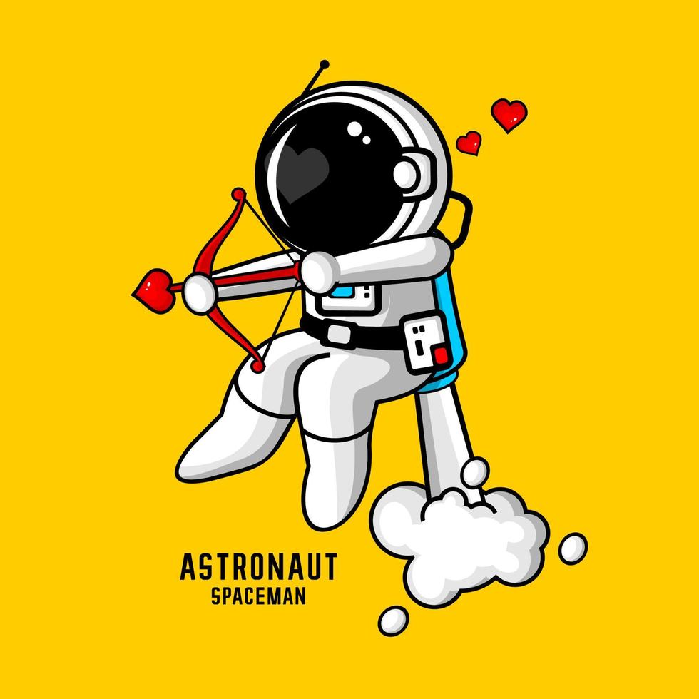 illustrazione vettoriale di astronauta cartone animato che porta un arco d'amore