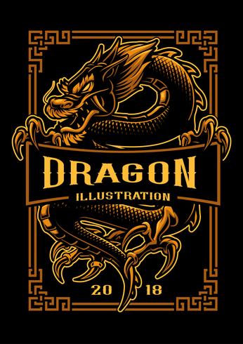 Disegno della maglietta del drago vettore
