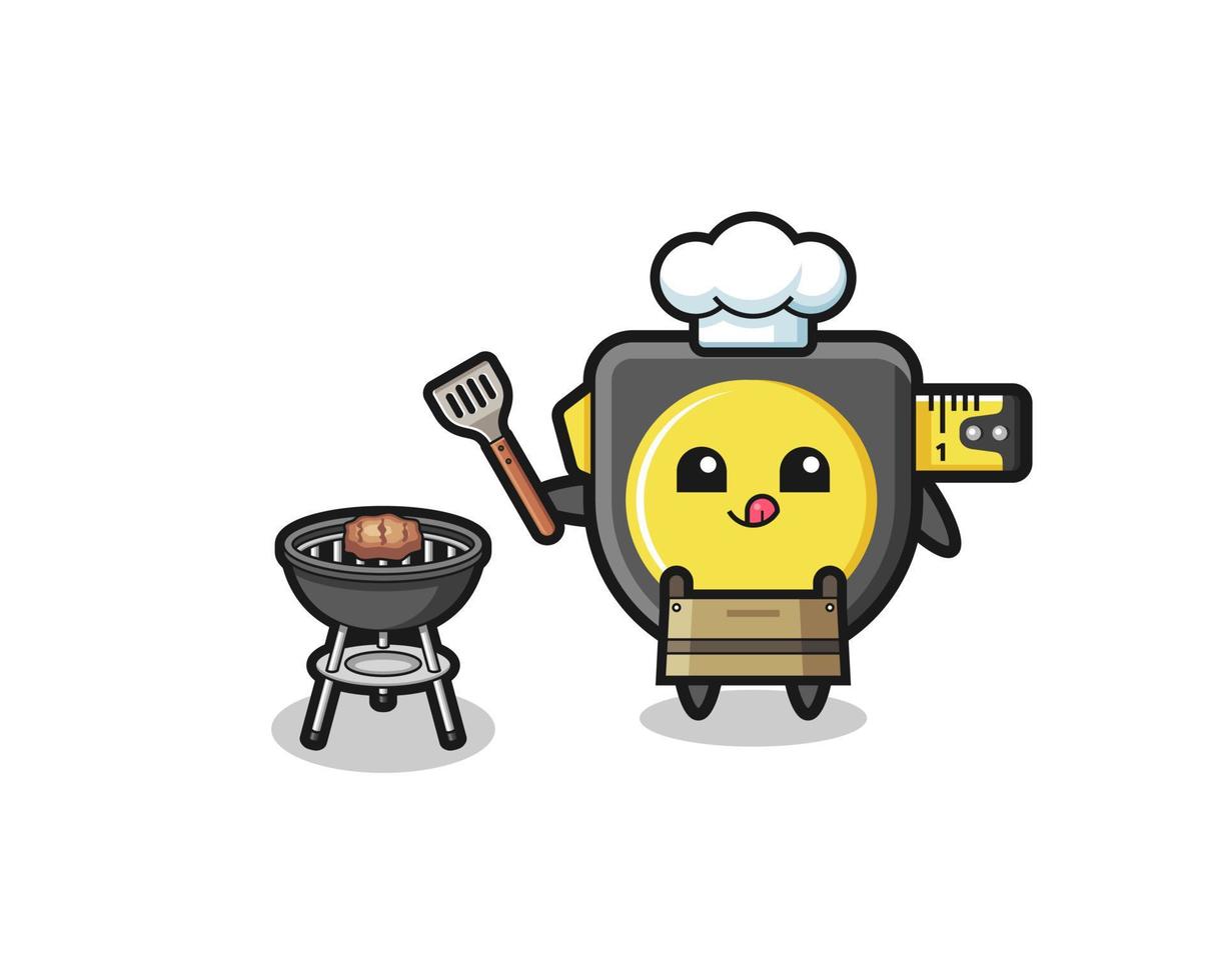 metro a nastro barbeque chef con una griglia vettore