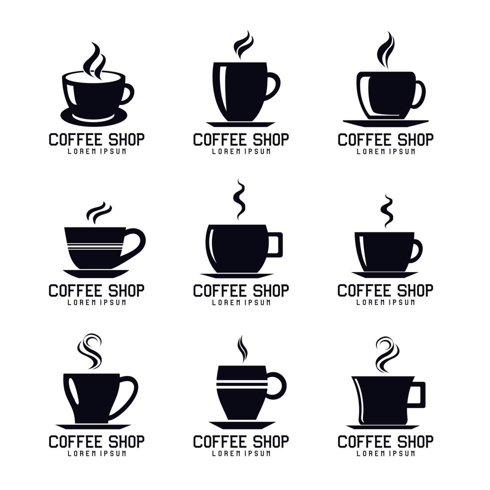 set di design logo tazza di caffè vettore