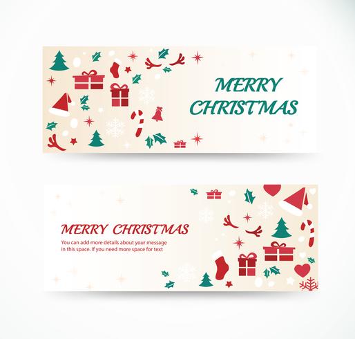 impostare il biglietto di auguri di Natale con disegni di banner sfondo modello spazio vettore
