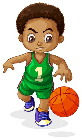 Un bambino giocatore di pallacanestro maschile vettore