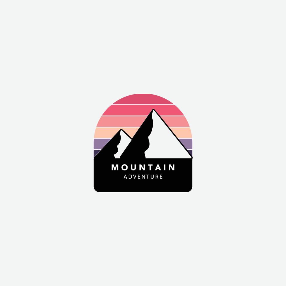 illustrazione minimalista della linea del logo di vettore di progettazione di arte della montagna di avventura