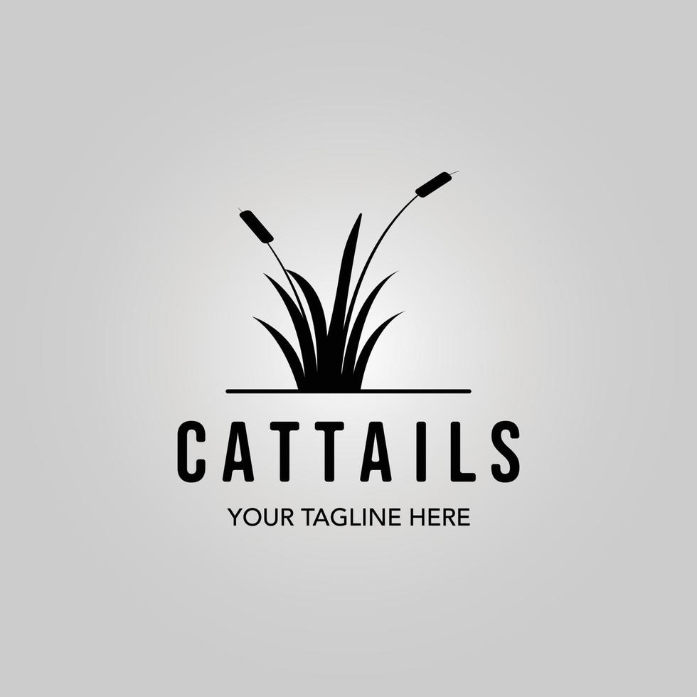 disegno minimalista dell'illustrazione di vettore dell'annata del logo di cattails