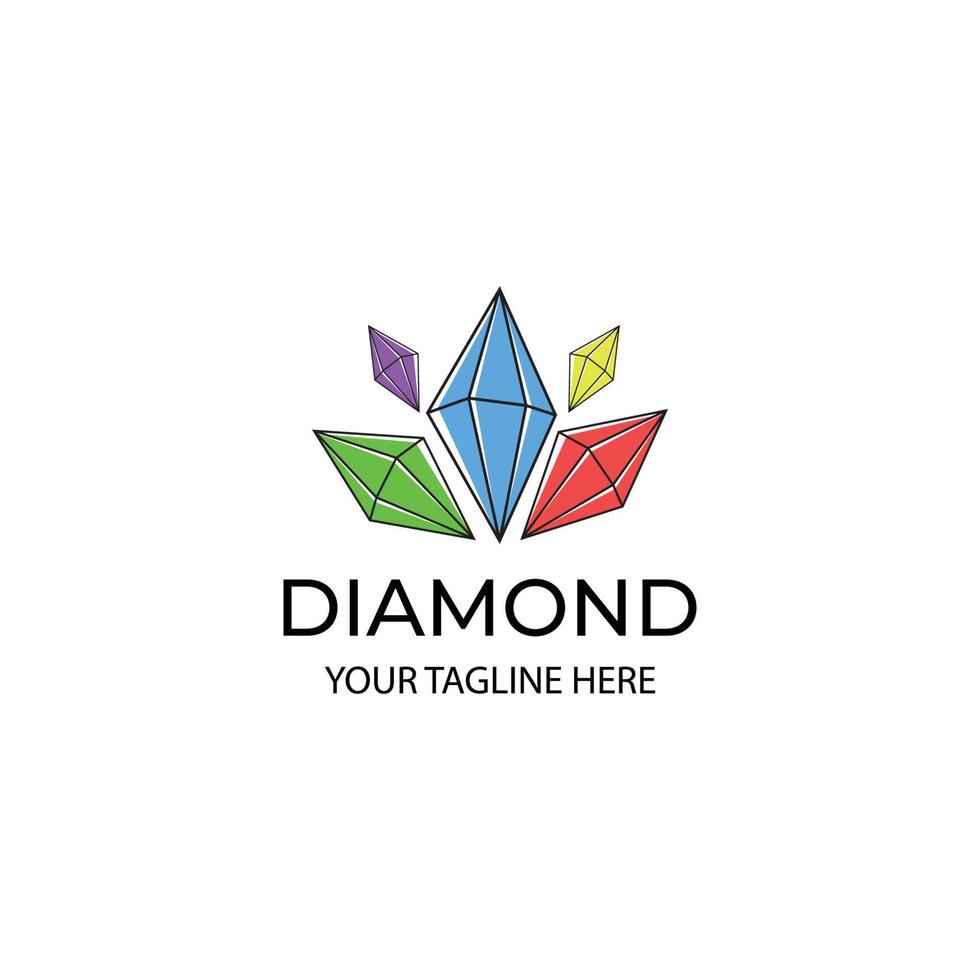 cinque diamanti logo illustrazione vettoriale minimalista