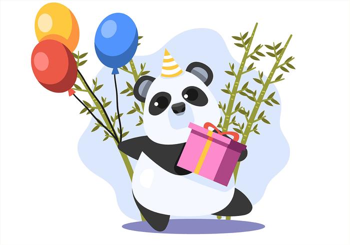 Buon compleanno panda animale vettore